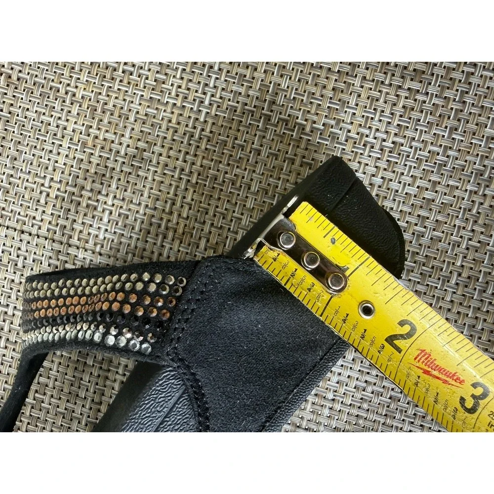 FitFlop Women's US 7 Luxe Rhinestone Sandals Black Thong Wedge Flip Flop